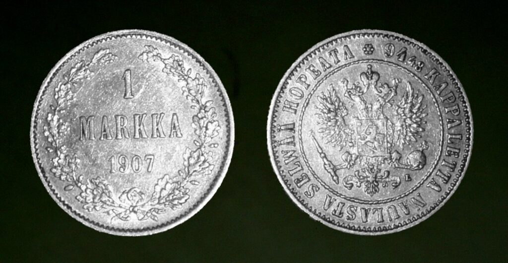 Finland — Silver 1 Markka, Imperial Issue (1864–1915)