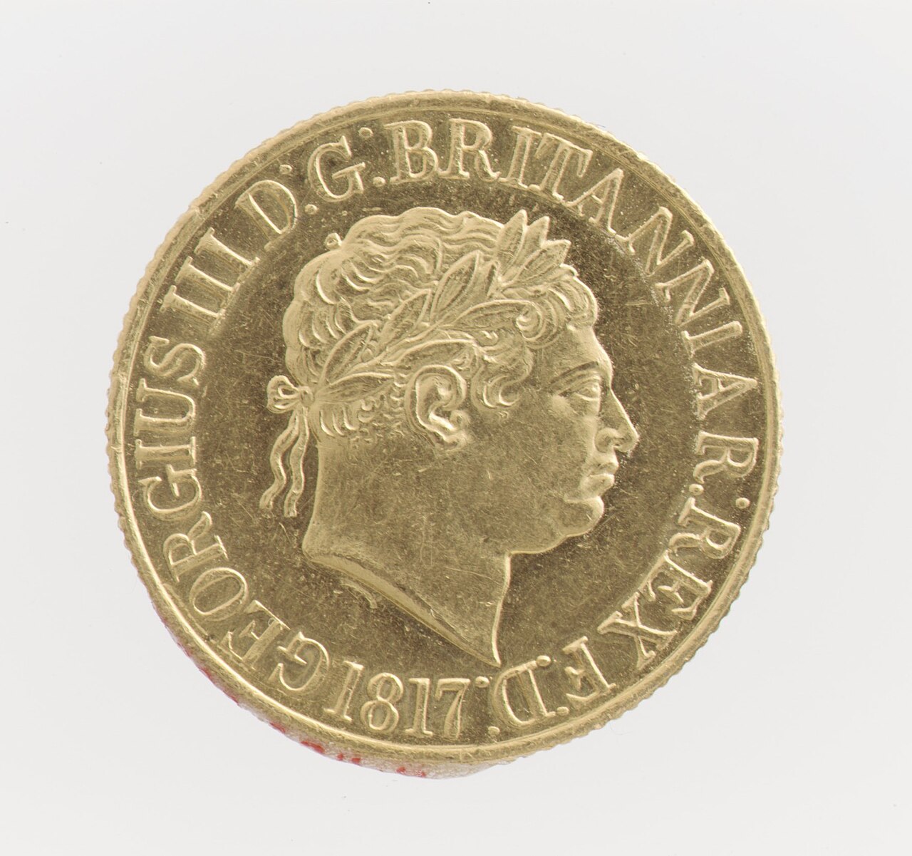 1817 George III gold sovereign obverse — the first modern sovereign