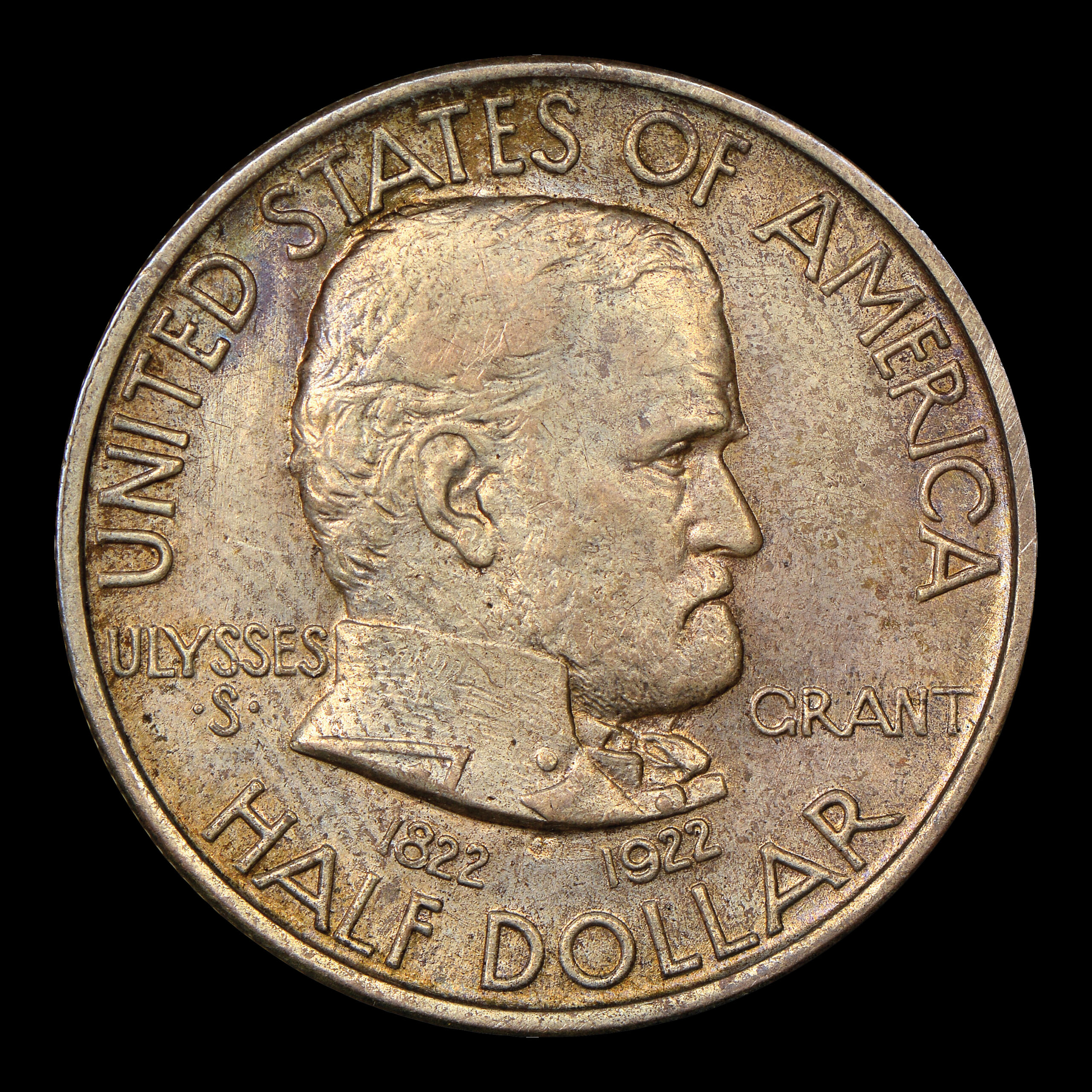 1922 Grant Memorial half dollar obverse, portrait of Ulysses S. Grant