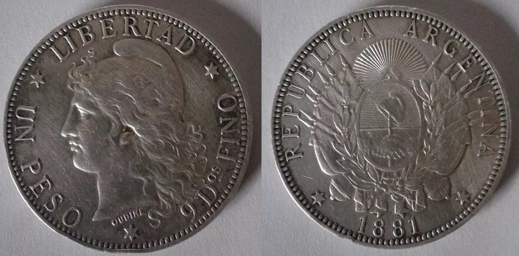 Argentine “Patacón” Silver Peso (1881–1883) — the First National Silver coin photo