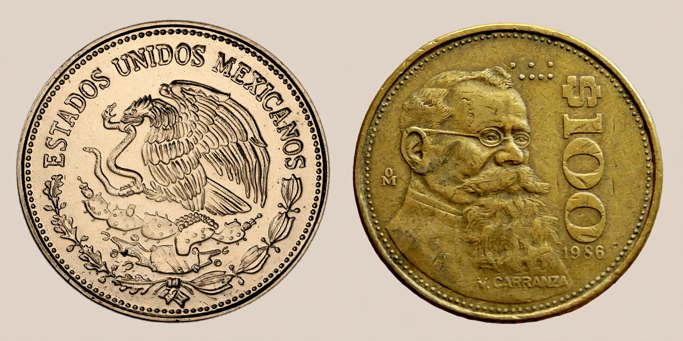 1986 Mexico 100 Pesos — Venustiano Carranza