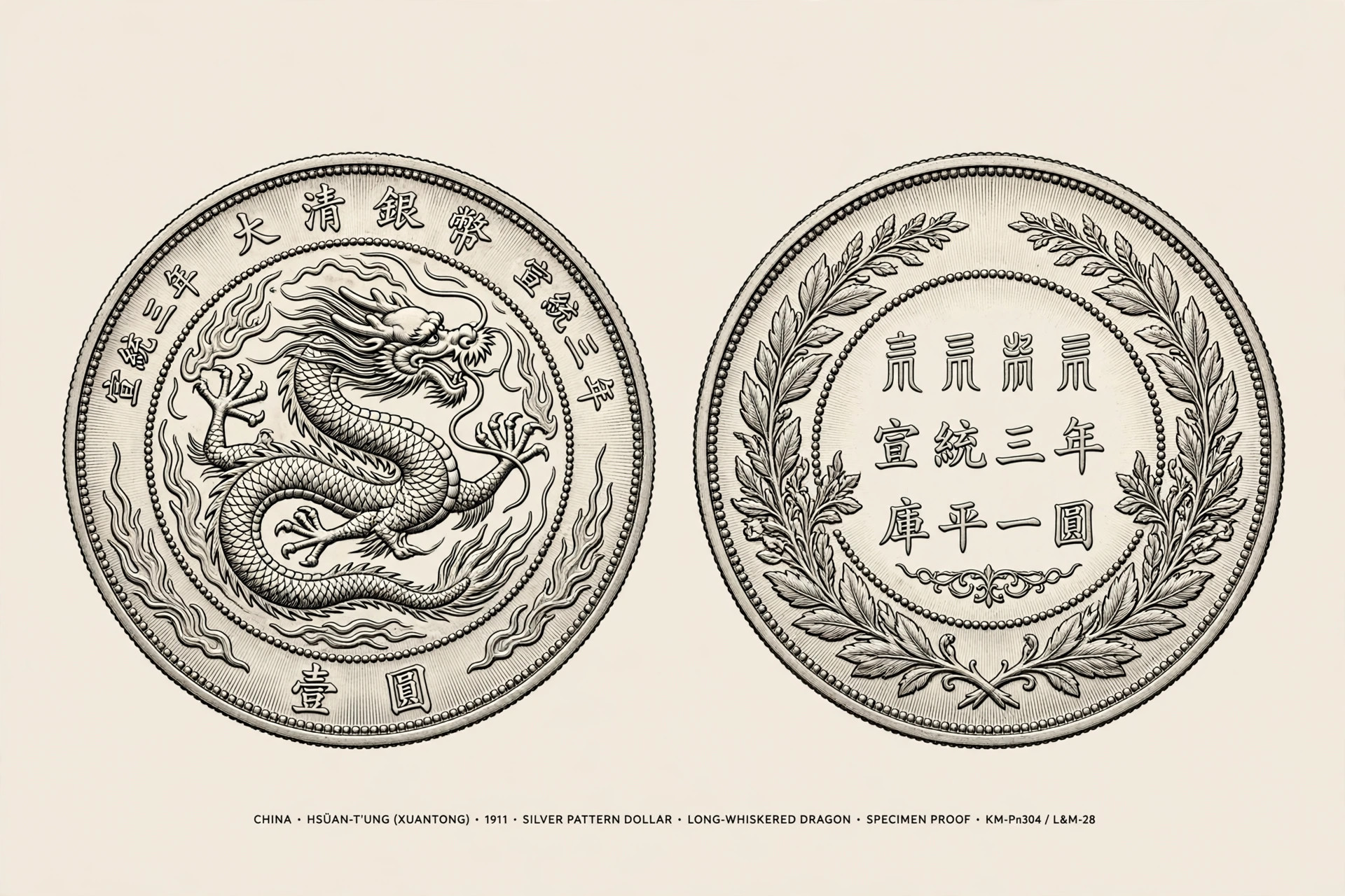 1911 Long-Whiskered Dragon Dollar