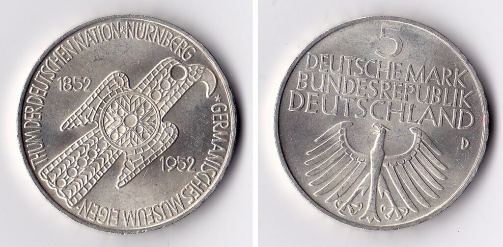 1952 Germanisches Museum 5 Deutsche Mark — West Germany’s First Commemorative